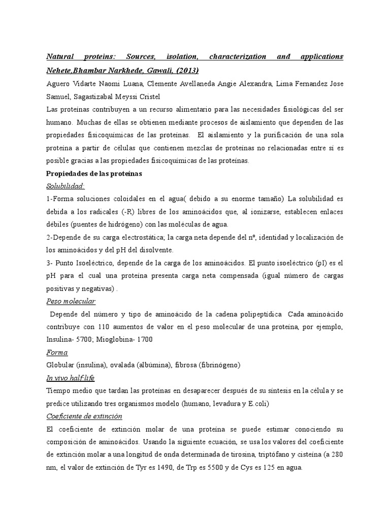 Grupo 1Natural Proteins Sources, Isolation, Characterization and