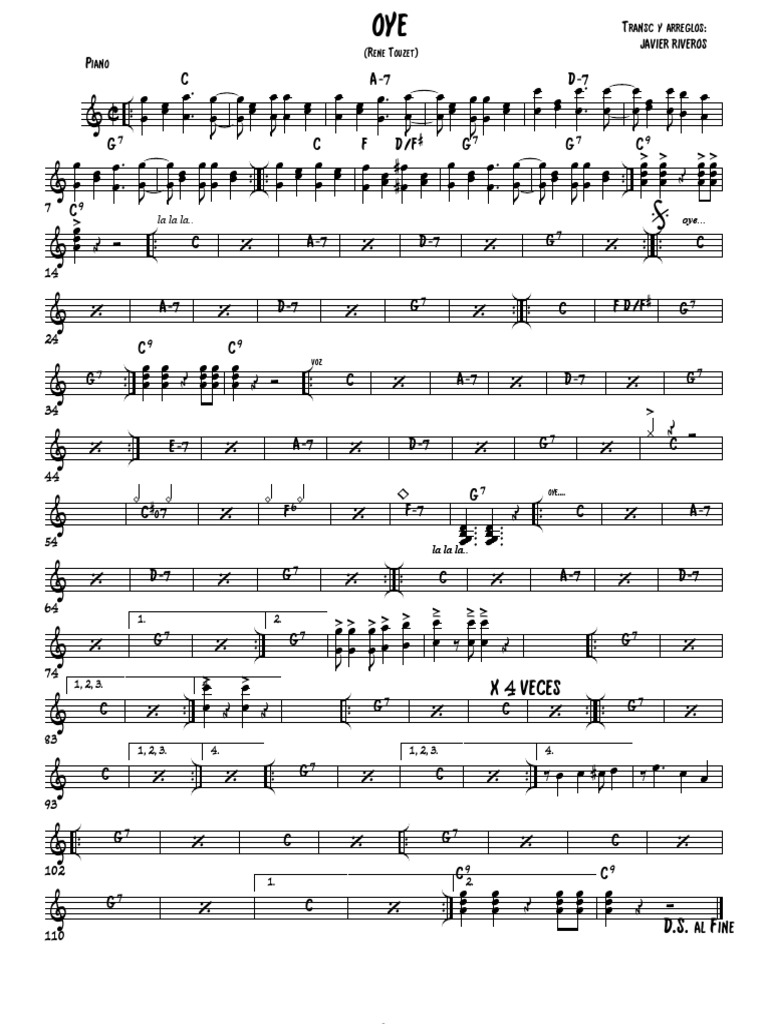 Oye - SCORE - Piano | PDF