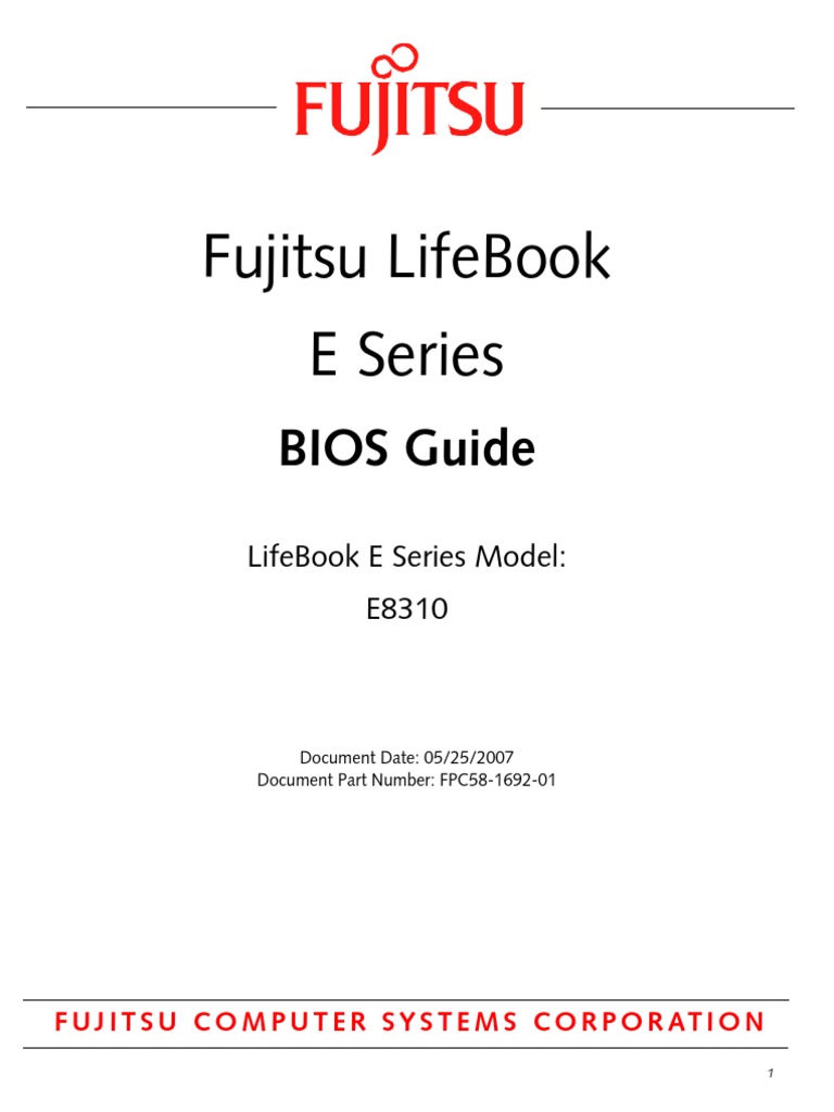 Fujitsu E8310 BIOS Setup Guide | PDF | Bios | Computer Keyboard