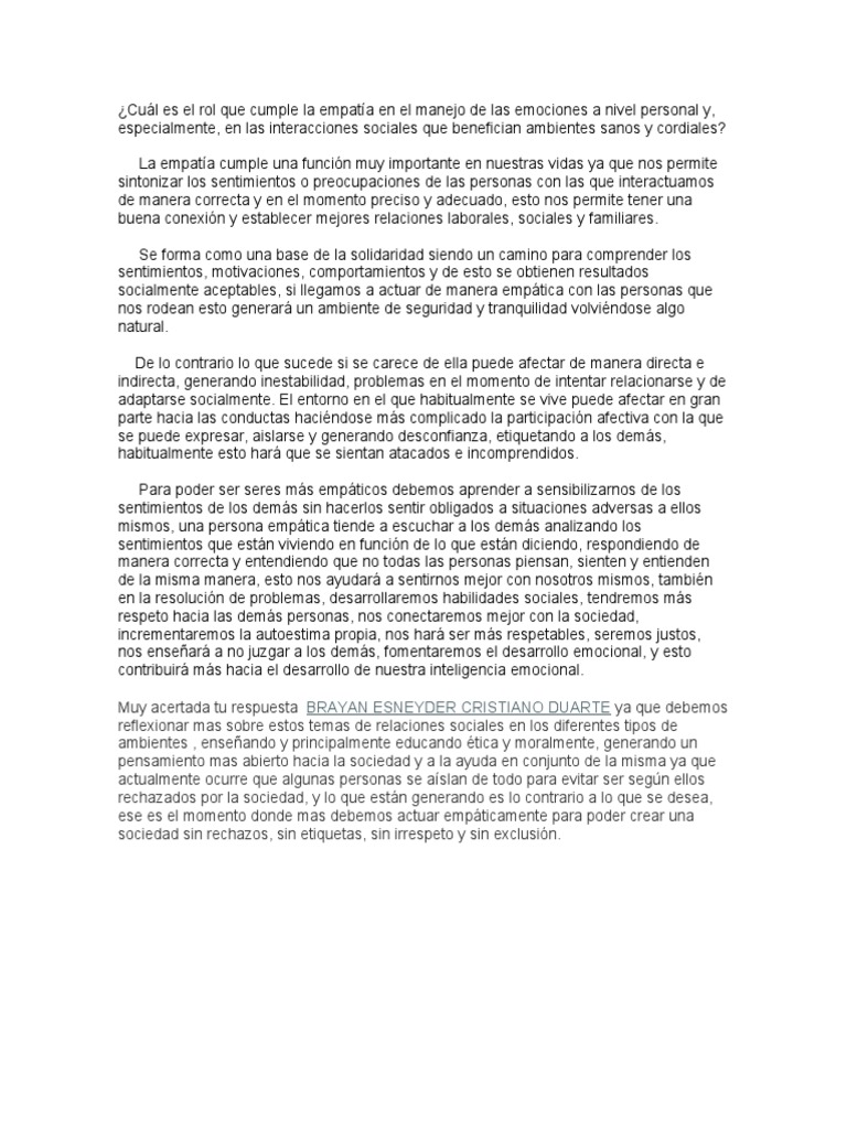 La Empatía y su Impacto Social | PDF | Empatía | Las emociones