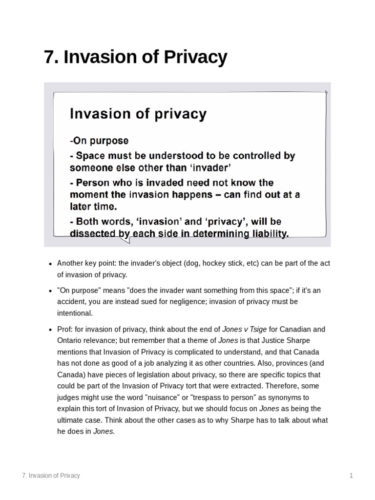 Invasion of Privacy: Key Cases and Concepts | PDF | Nuisance | Tort