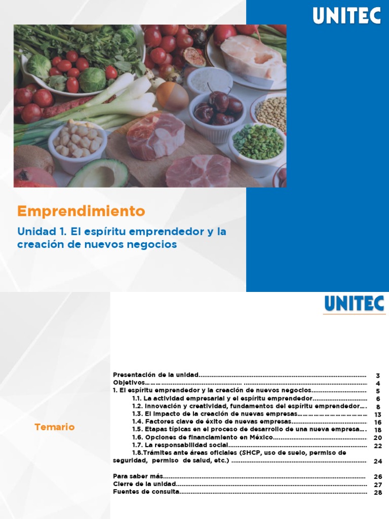 Unidad 1 El Espíritu Emprendedor Y La Creación De Nuevos Negocios Pdf