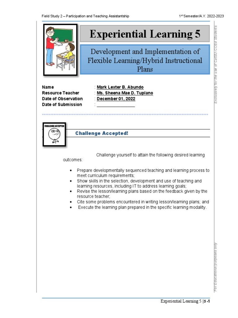 Field Study 2: Teaching Assistantship Guide | PDF | Educational ...