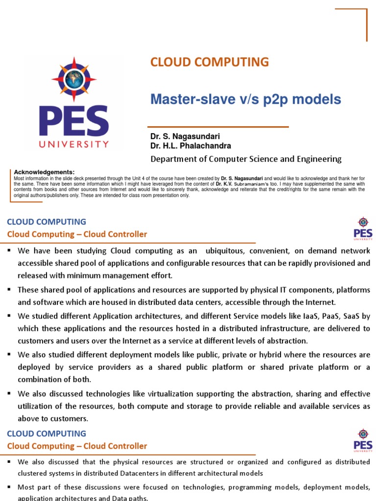 Cloud Computing: Master-Slave V/s p2p Models | PDF | Peer To Peer ...