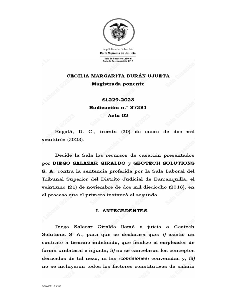 SL229 2023 | PDF | Sentencia (ley) | Salario