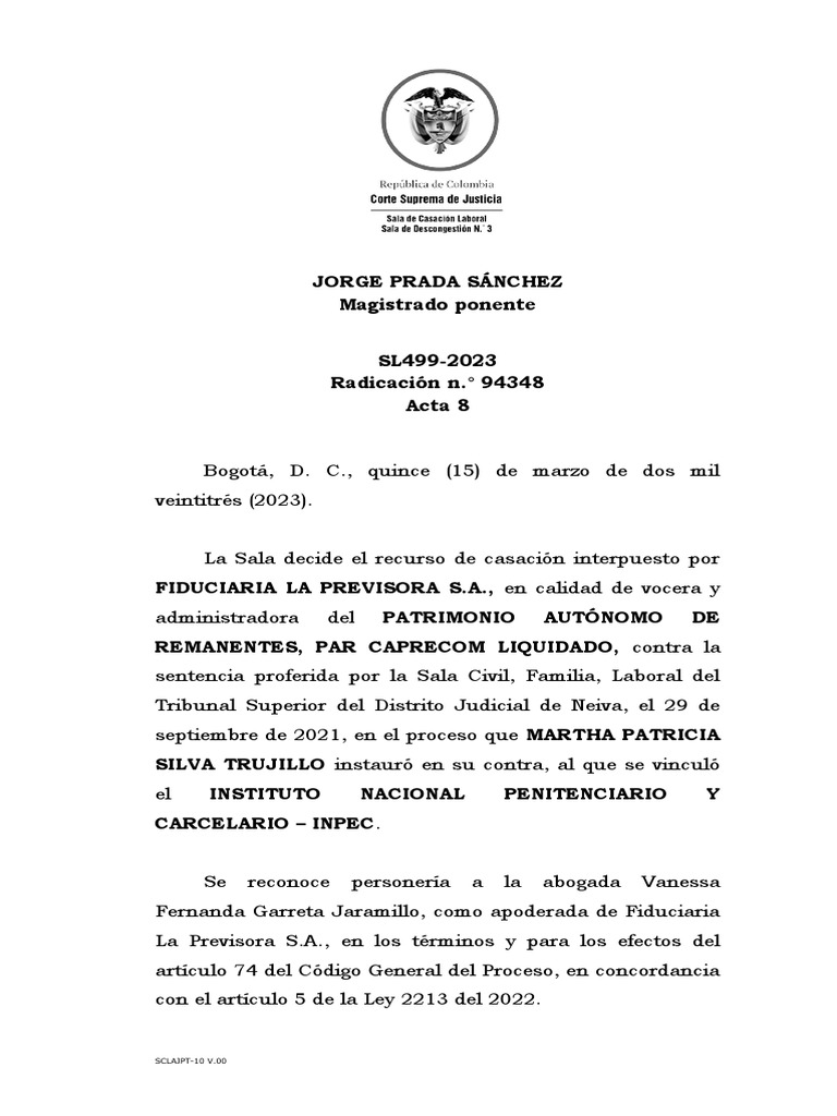 SL499 2023 | PDF | Judicaturas | Sentencia (ley)