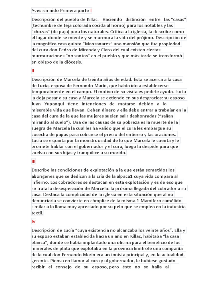 Aves Sin Nido Primera Parte I Pdf