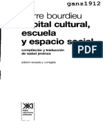 Pierre Bourdieu Capital Cultural, Escuela y Espacio Social: Compilación y Traducción de Isabel Jiménez