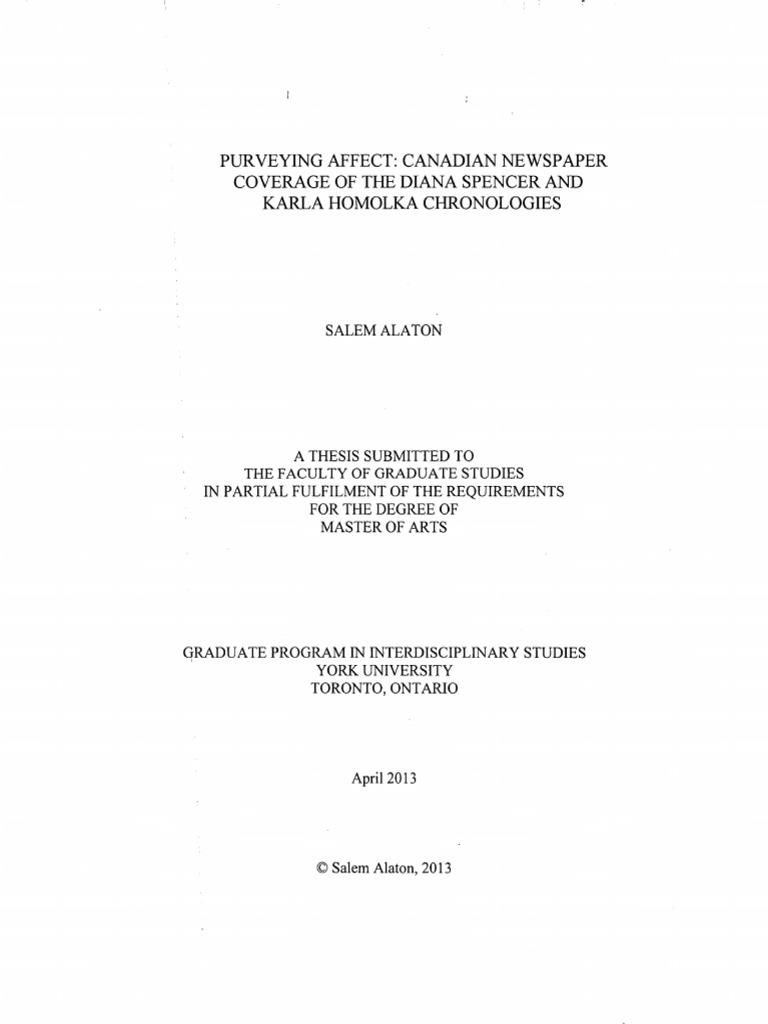 Purveying affect canadian newspaper coverage of the diana spencer and