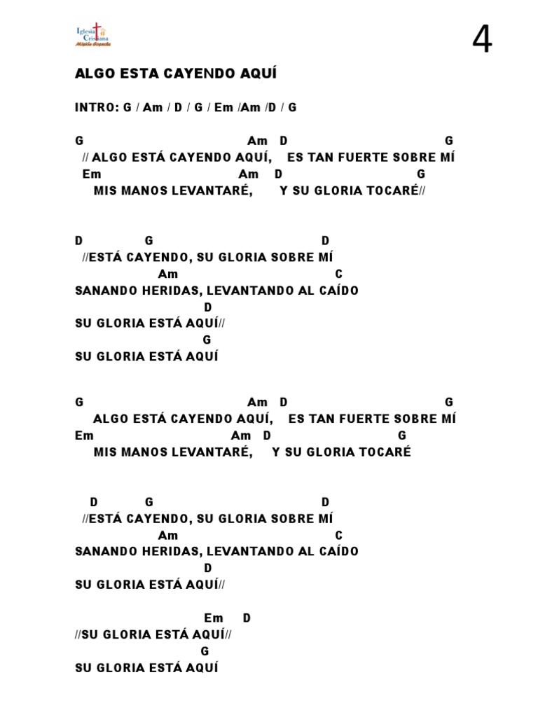 Letra y acordes de "Algo está cayendo aquí" | PDF