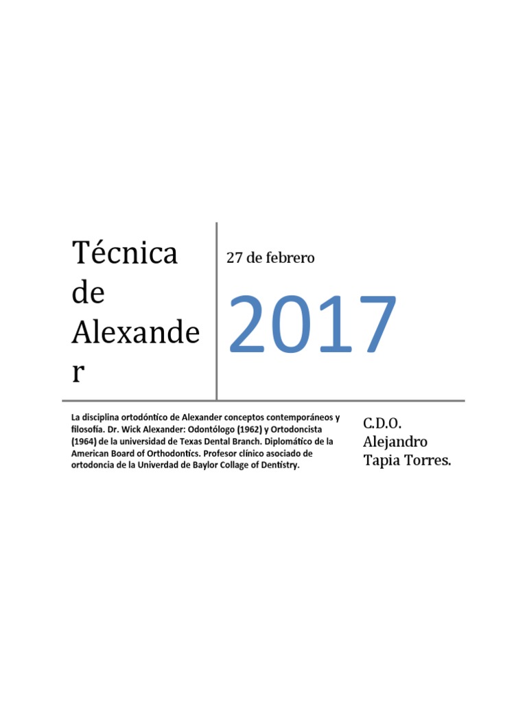 Técnica de Ortodoncia Alexander | PDF | Ortodoncia | Odontología