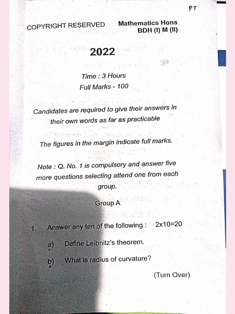 BSC Math Paper 2 Final Exam 2023 PDF