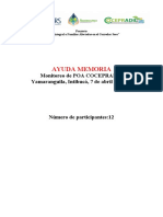 Ayuda Memoria: Monitoreo de POA COCEPRADIL Yamaranguila, Intibucá, 7 de Abril de 2022