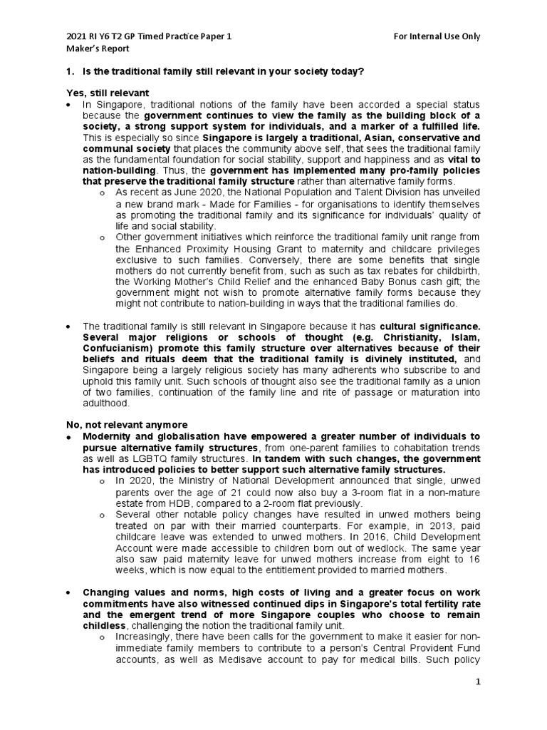 2021 RI Y6 GP T2 TP Paper 1 - Marker's Report | PDF | Cost Of Living ...