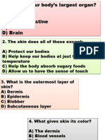 Functions of the Skin & Integumentary System Quiz