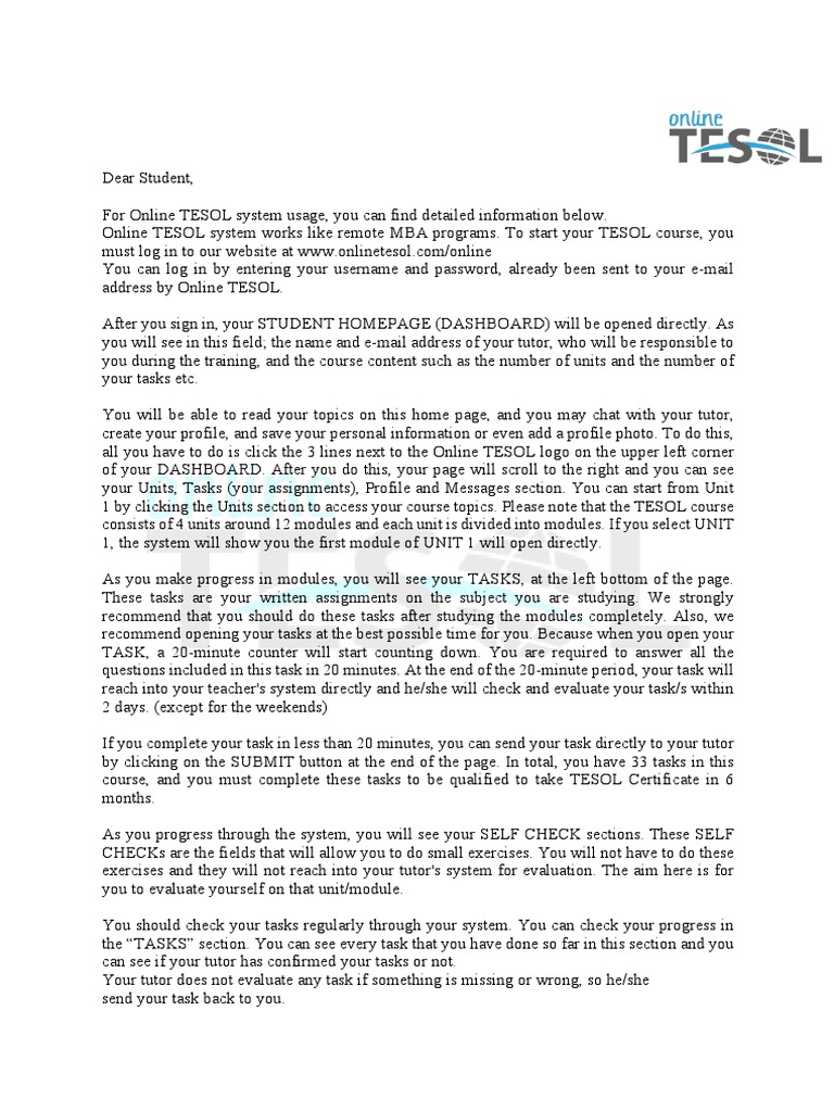 Online TESOL Course User Guide | PDF | English As A Second Or Foreign ...