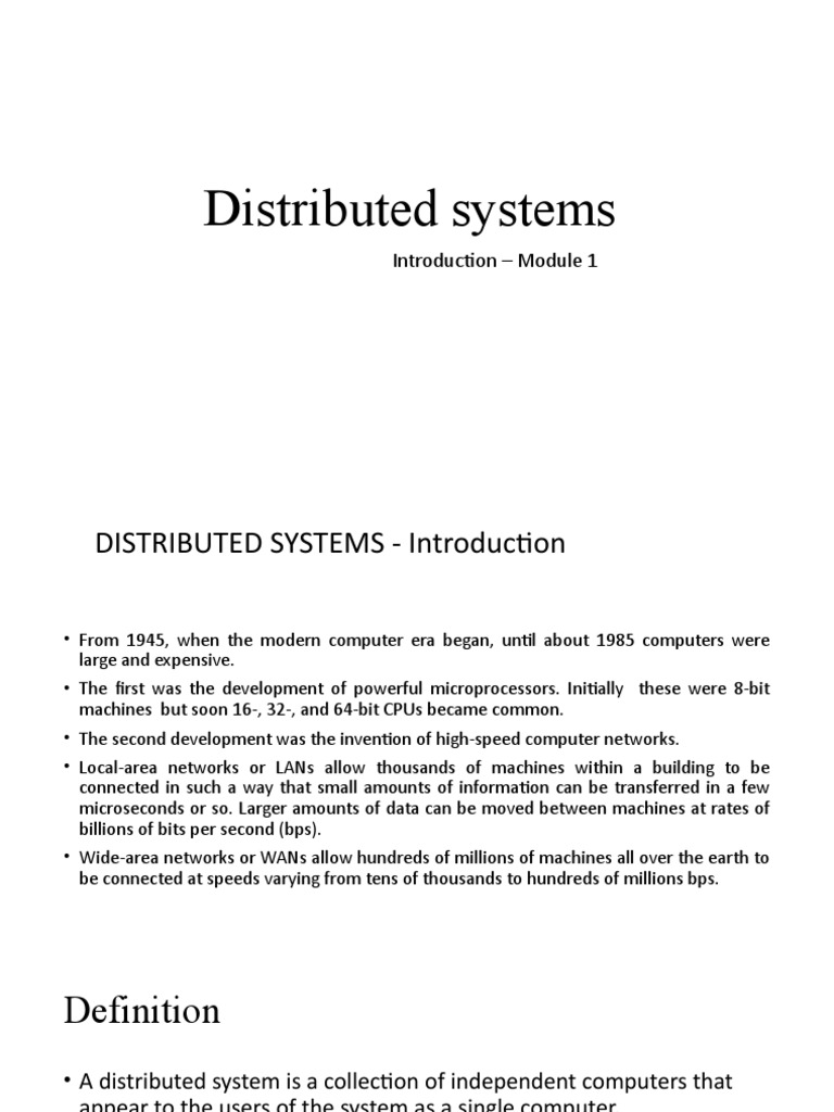Distributed Systems: Introduction - Module 1 | PDF | Computer Network ...