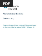 Mark Scheme (Results) January 2023: Pearson Edexcel International Advanced Level in Decision Mathematics (WDM11) Paper 01