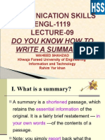LECTURE 09 Summary Writing
