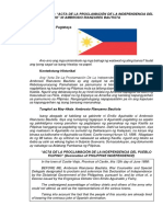 Acta de La Proclamación de La Independencia Del Pueblo Filipino