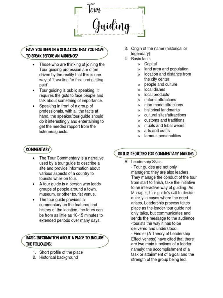 Tour Guiding Skills and Commentary Guide | PDF | Communication | Body ...