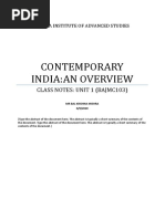 Contemporary India:An Overview: Class Notes: Unit 1 (Bajmc103)