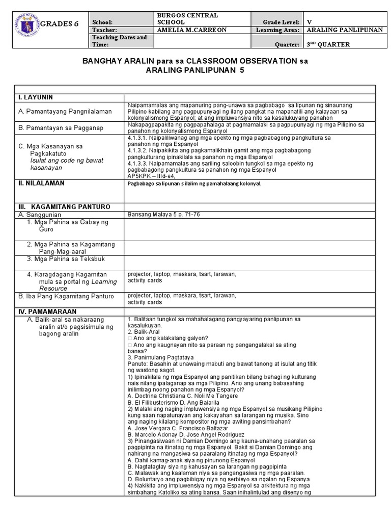 Lesson Plan In Ap 2