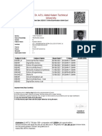 Dr. A.P.J. Abdul Kalam Technical University: Even Sem 2020-21 Online Examination Admit Card