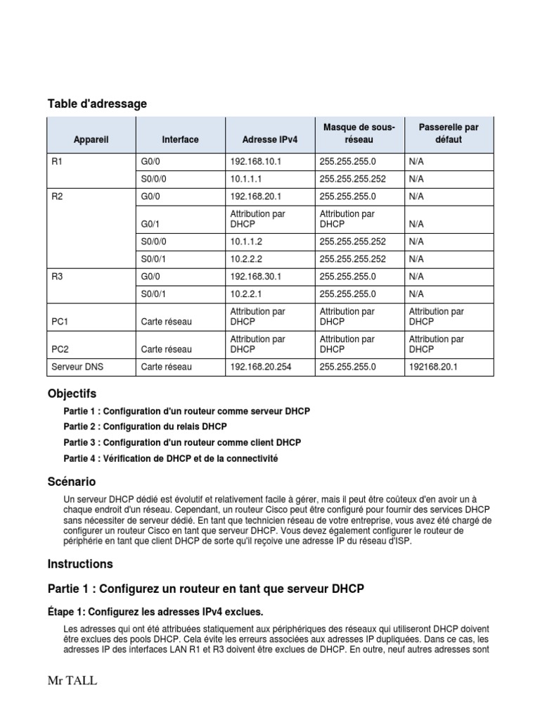 Configuration DHCP sur Routeurs Cisco | PDF | Adresse IP | Réseau étendu