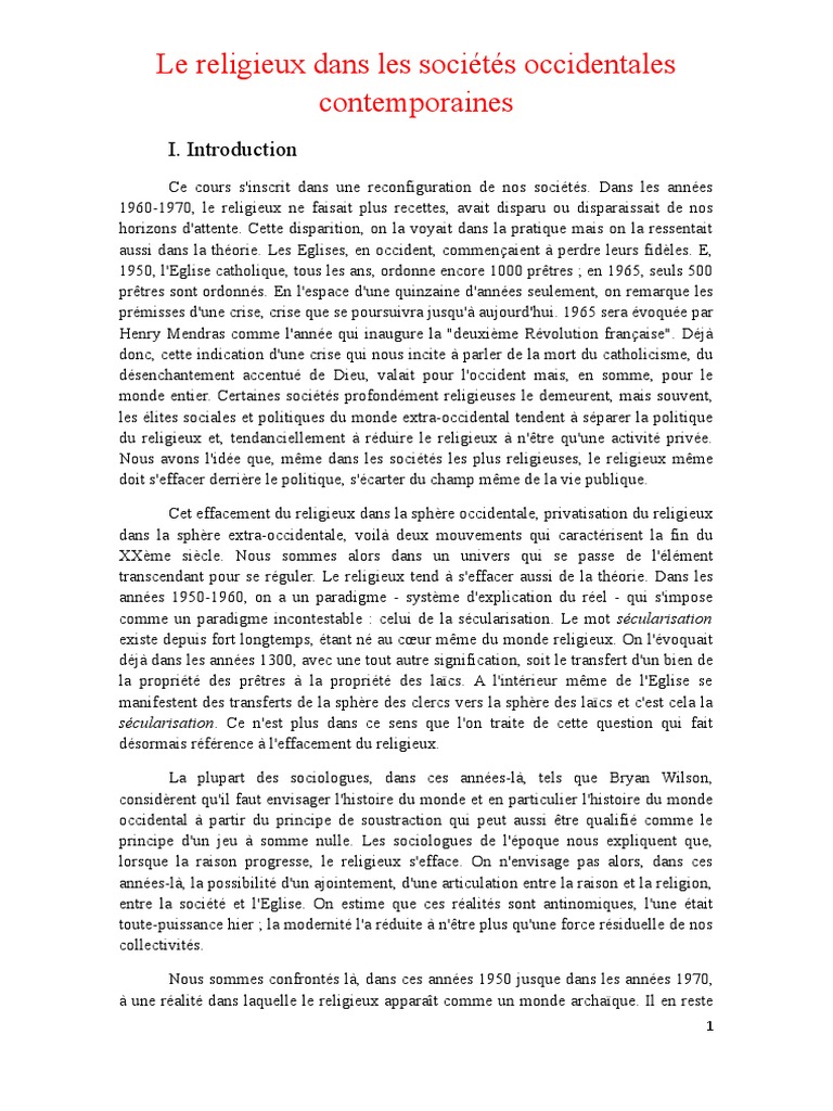 Évolution du religieux en Occident moderne | PDF | Émile Durkheim | Dieu