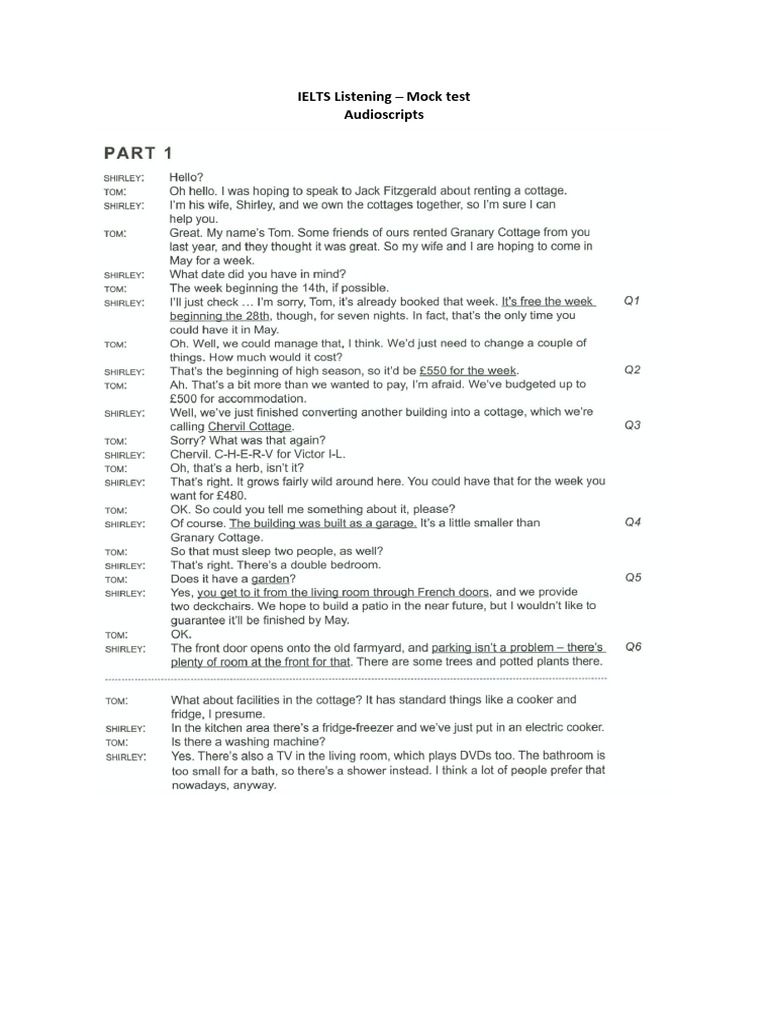 IELTS Listening Script | PDF