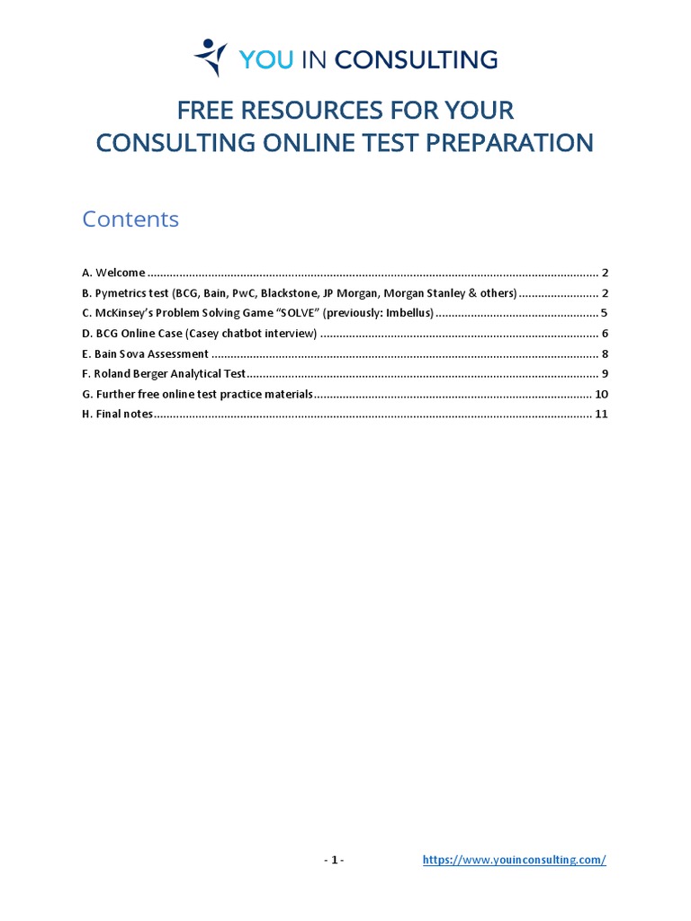 Free Resources for Consulting Test Prep | PDF | Mc Kinsey & Company ...