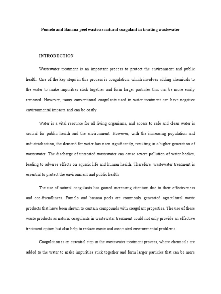 Orange and Banana Peel Waste As Natural Coagulant in Treating