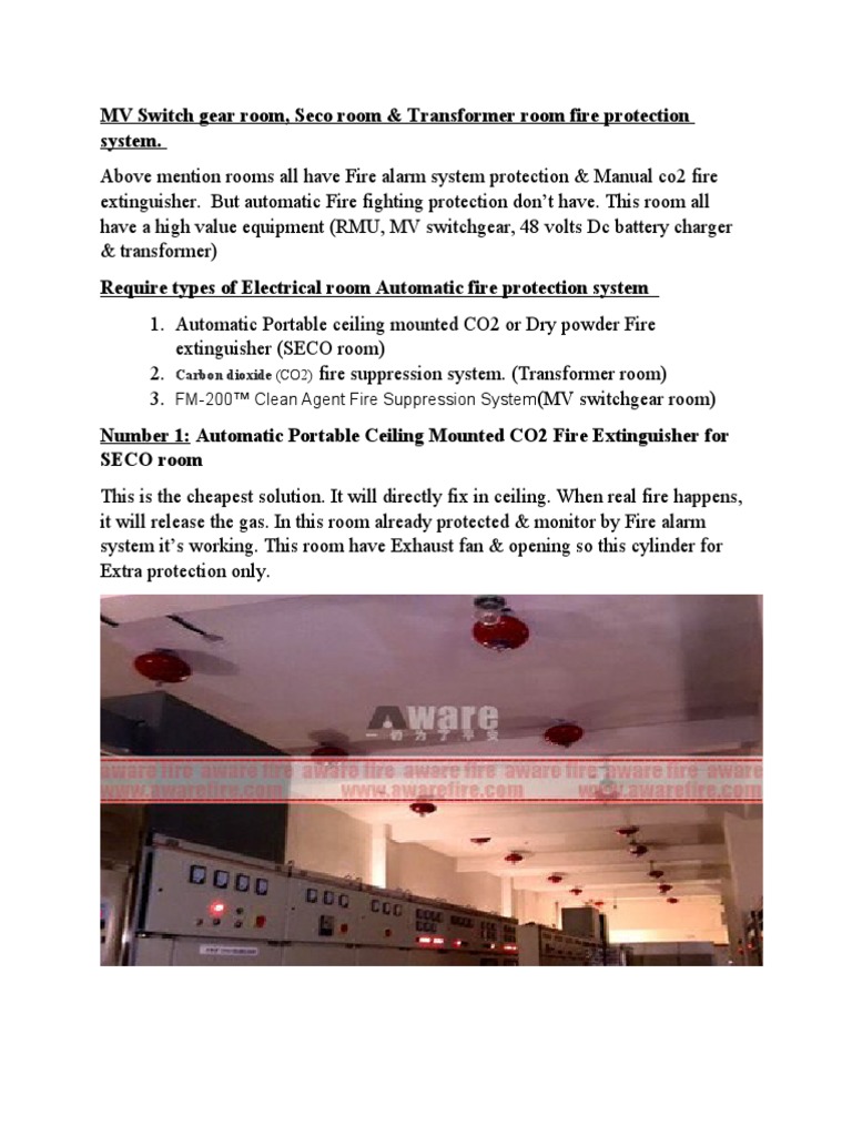 Electrical Room Fire Protection Systems | PDF | Carbon Dioxide | Fires