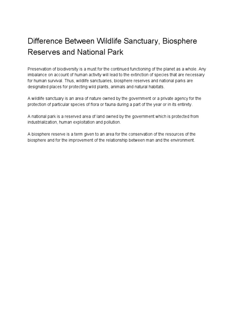 Differences in Conservation Areas | PDF | Protected Area | Conservation ...