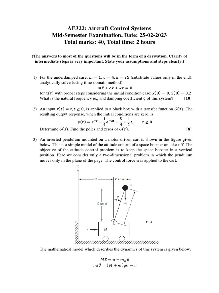 Aircraft Control Systems Exam Guide | PDF | Applied Mathematics ...