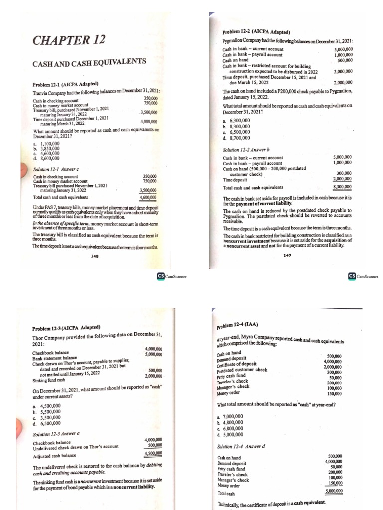 Cash and Cash Equivalents Notes in Intermediate Accounting PDF