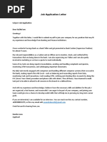 Job Application Letter: Dear Sir/Ma'am