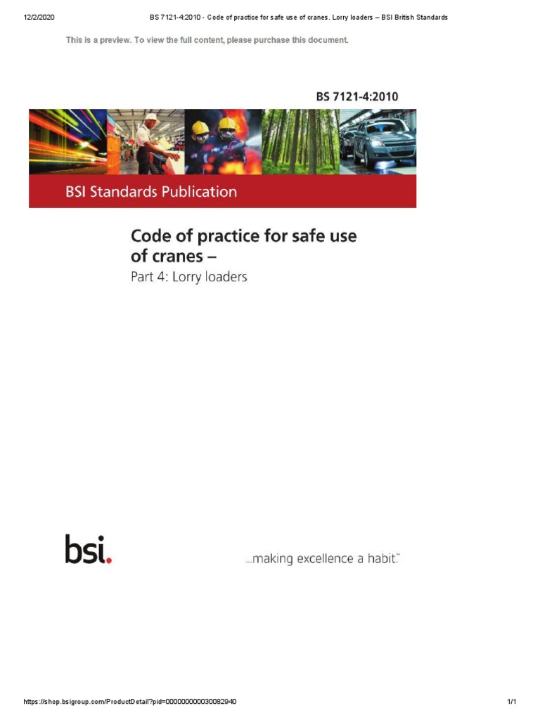 BS 7121-4 - 2010 - Code of Practice For Safe Use of Cranes. Lorry ...