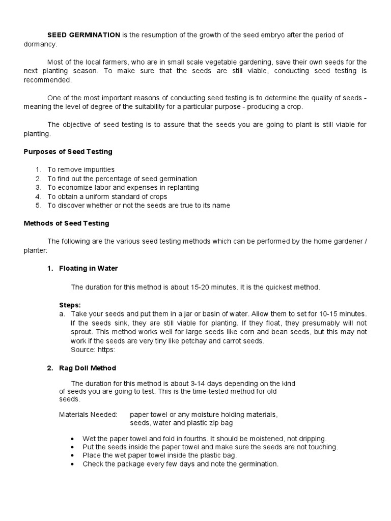 Seed Germination PDF Seed Sowing
