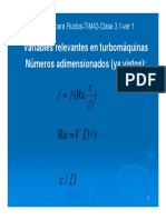 ) (Re, D F F : Variables Relevantes en Turbomáquinas Números Adimensionados (Ya Vistos)