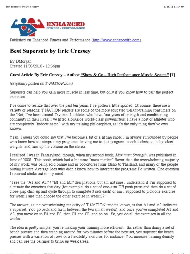 Best Supersets by Eric Cressey | PDF | Anatomical Terms Of Motion ...