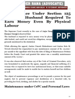 Maintenance Under Section 125 of CRPC: Husband Required To Earn Money Even by Physical Labour