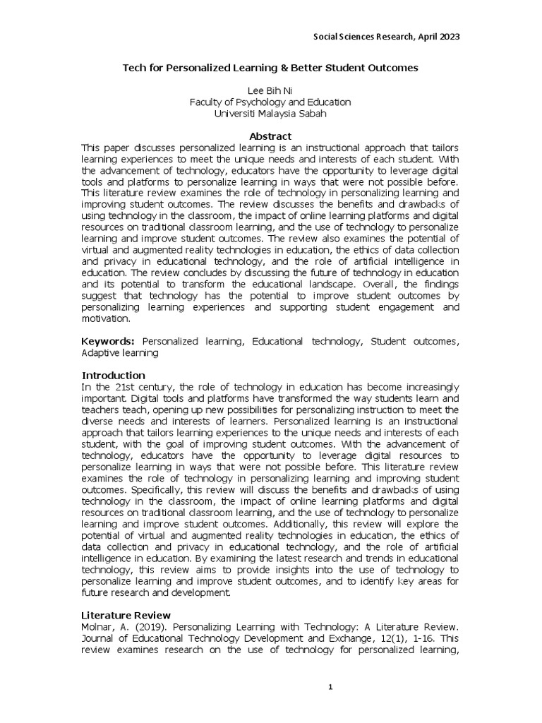 Tech For Personalized Learning & Better Student Outcomes | PDF ...
