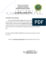 Original: Quarantine Certificate