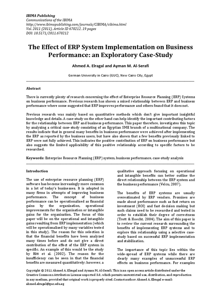 Exploratory Study of ERP | PDF | Enterprise Resource Planning ...