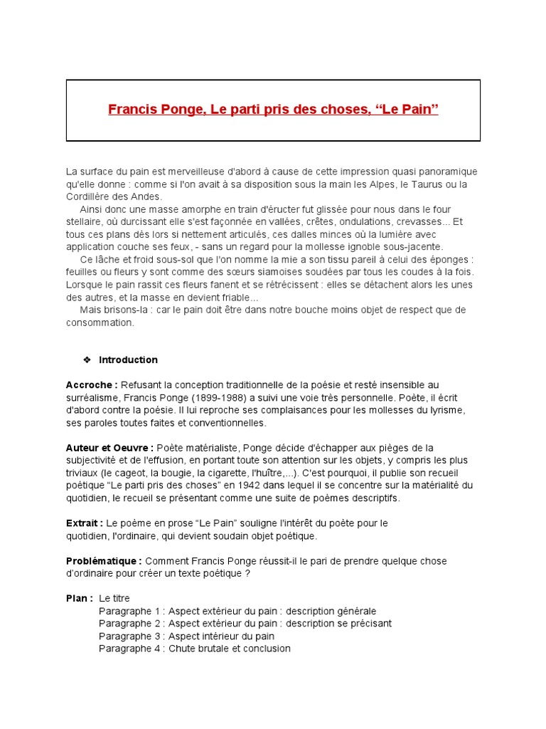 Francis Ponge, Le Parti Pris Des Choses (1942), 