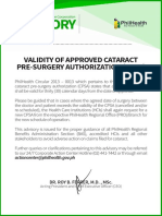 Validity of Approved Cataract Pre-Surgery Authorization (Cpsa)