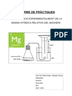 Informe de Pràctiques: Determinació Experimentalment de La Massa Atòmica Relativa Del Magnesi