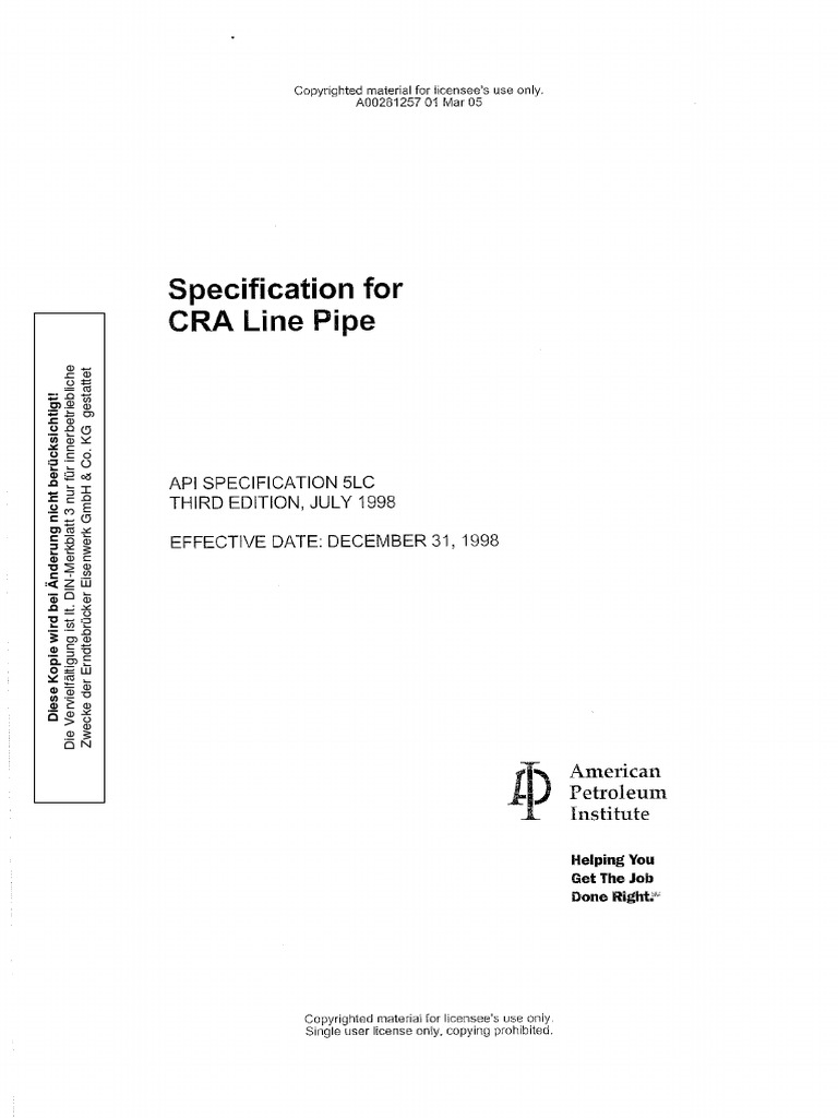 Api 5LC 1998.07 | PDF